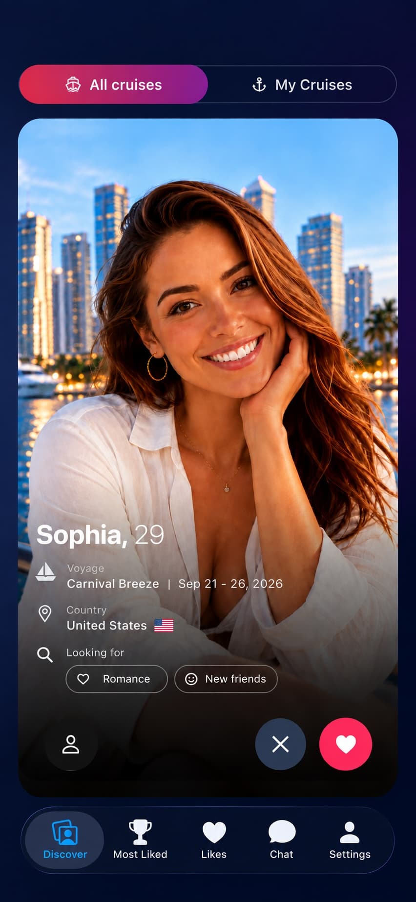 SeaWhispr cruise discovery profile for Sophia